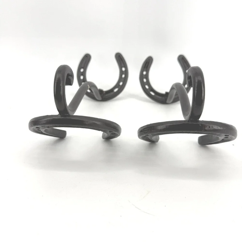 Horseshoe Wall Hooks Coat Hat Hanger Black Rustic Western Decor Set‎ of 2 Cabin